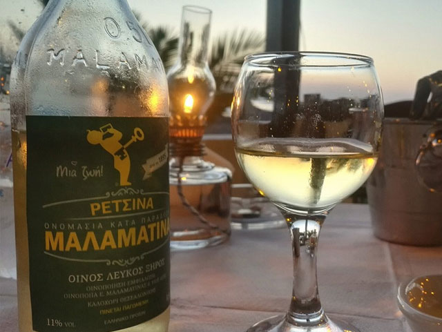 A table with traditional Retsina