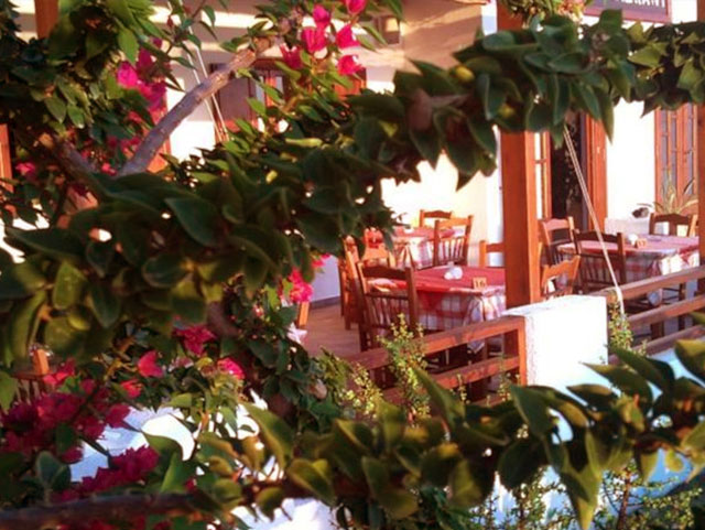 outdoor restaurant hall milos Greece
